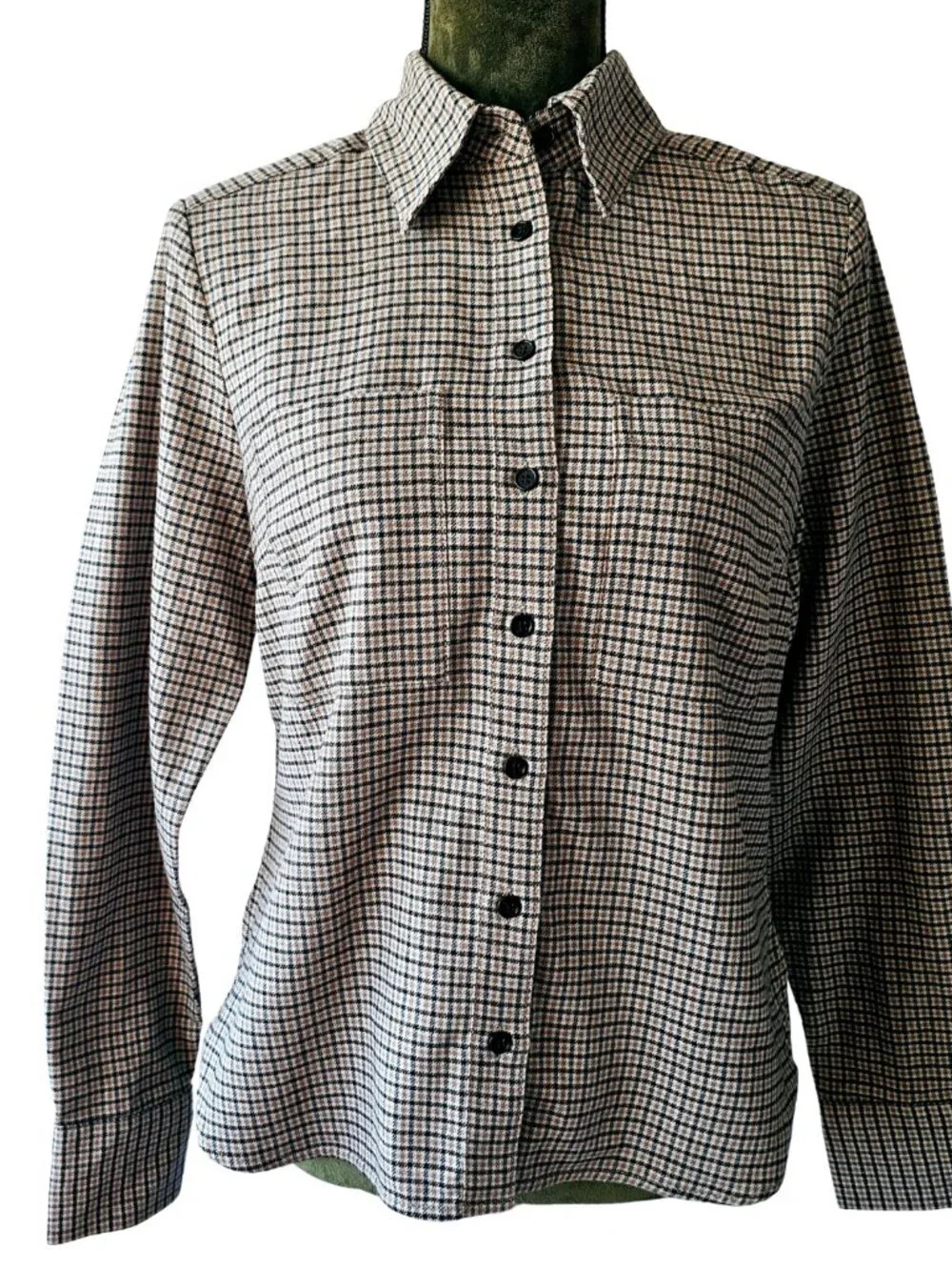 😍 NWT 😍 Banana Republic Womens Cotton Flannel Shirt, Black/Tan/Cream, Size S - Picture 2 of 8